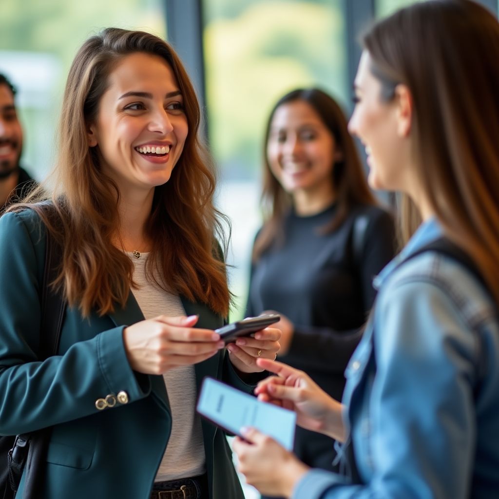 Estudiantes universitarios usando servicios bancarios